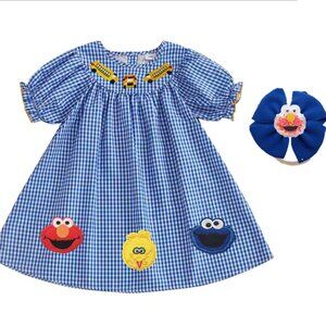 Sesame Street Dress Elmo Dress Headband Cookie Monster outfit Bow Big bird dress